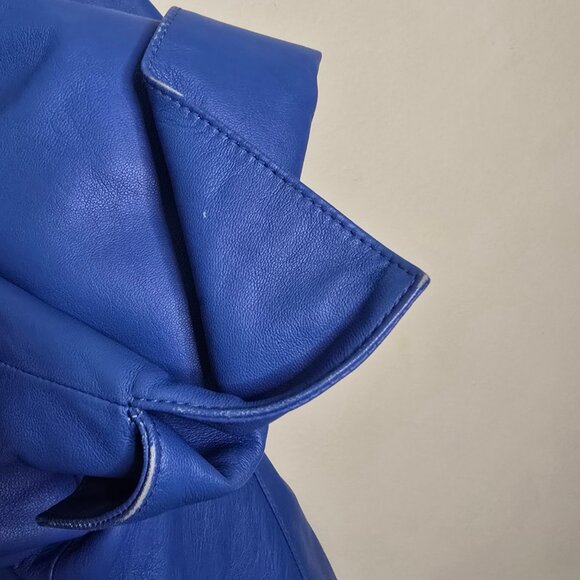 Anne Klein - Women's Plus Size 22W - Blue 100% Leather - Blazer - Business - Picture 7 of 10